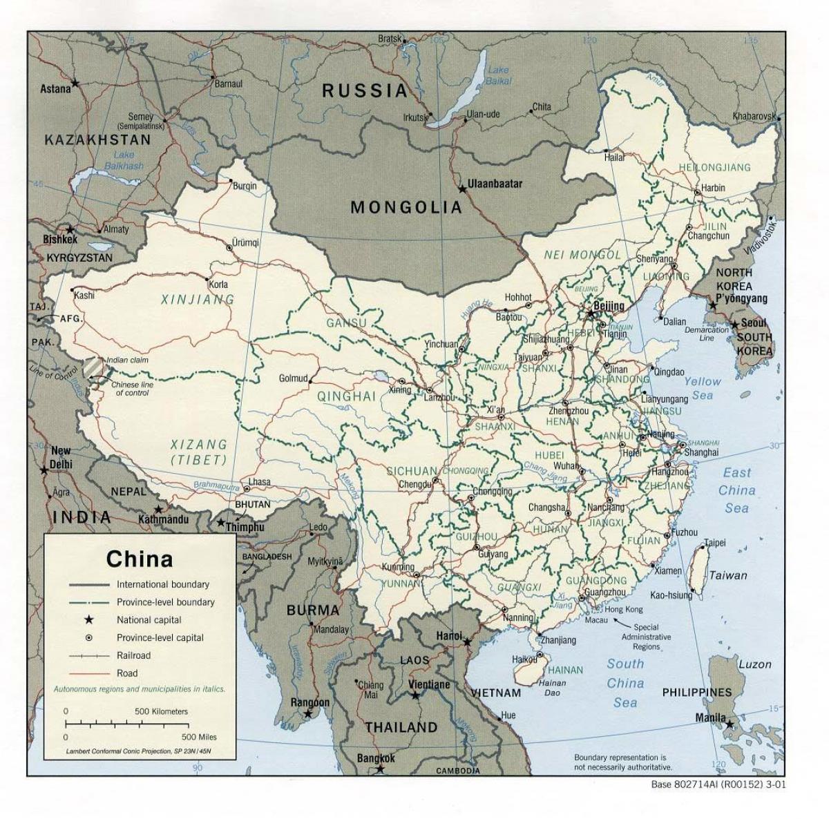 China afdrukbare kaart