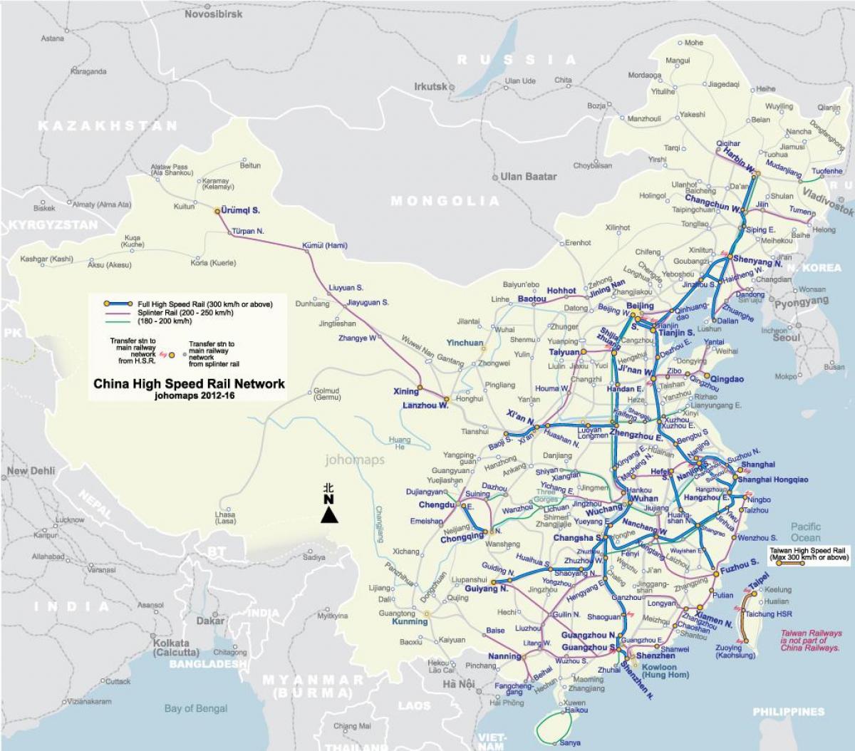 high speed rail China kaart