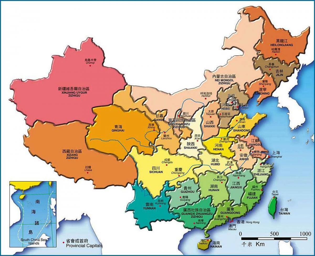 kaart China provincies