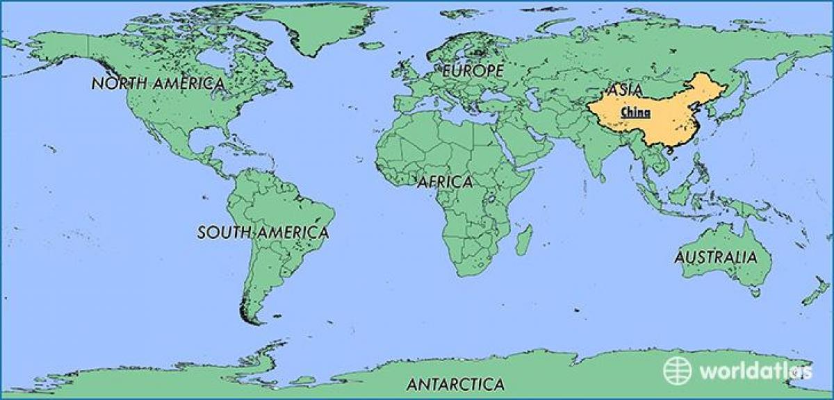 China kaart in de wereld