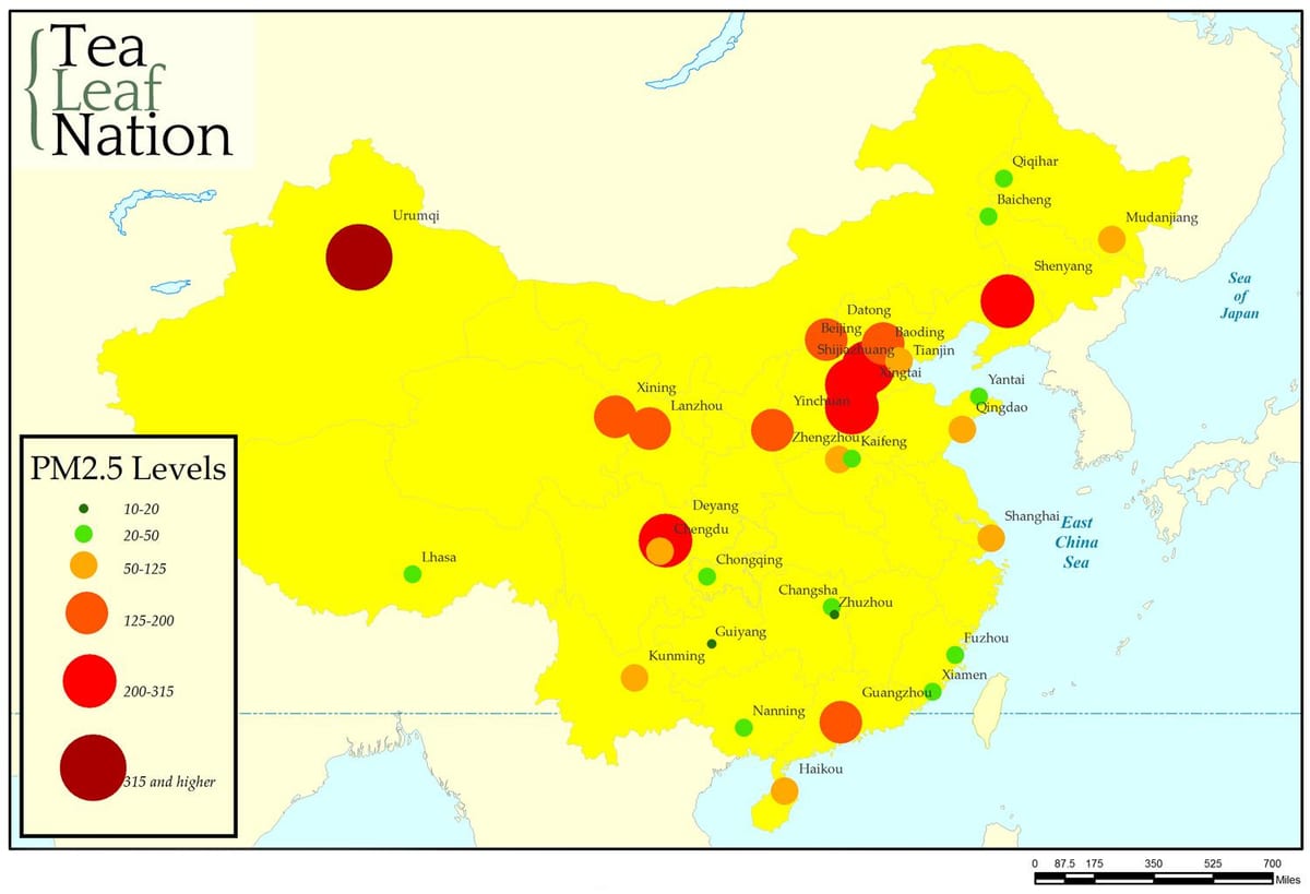 vervuiling kaart van China