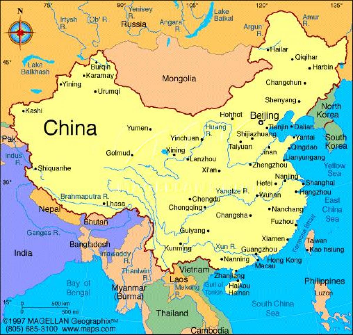China gedetailleerde kaart