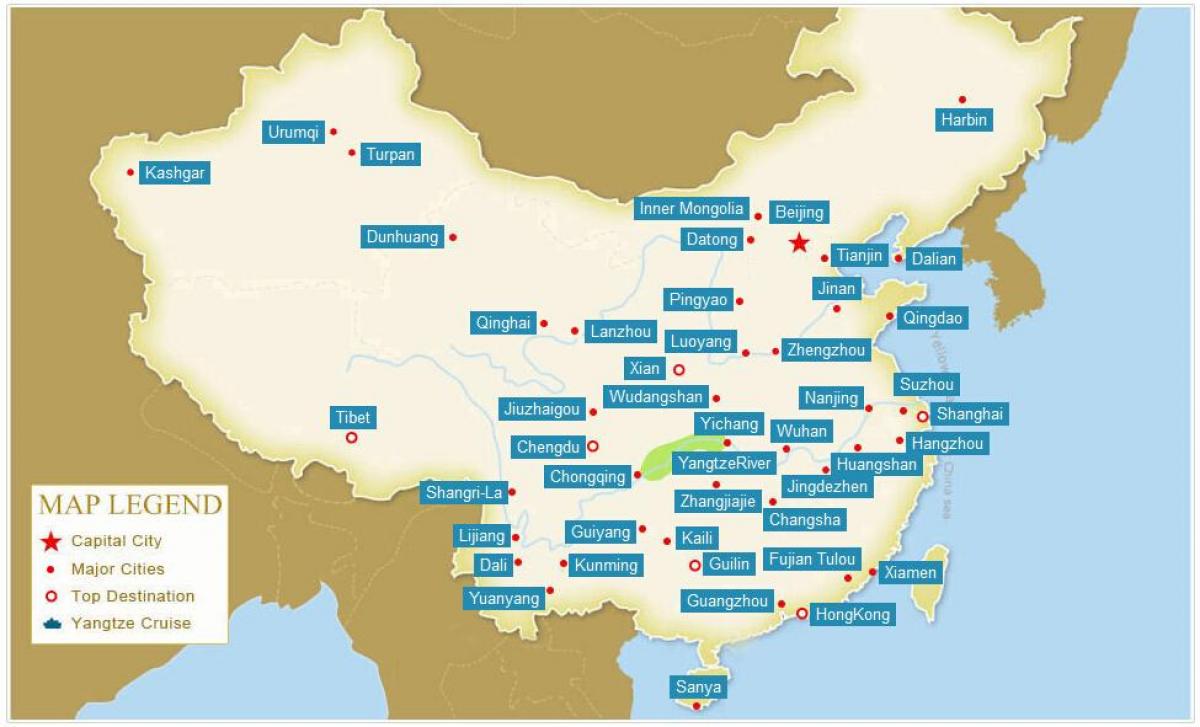 China kaart met steden