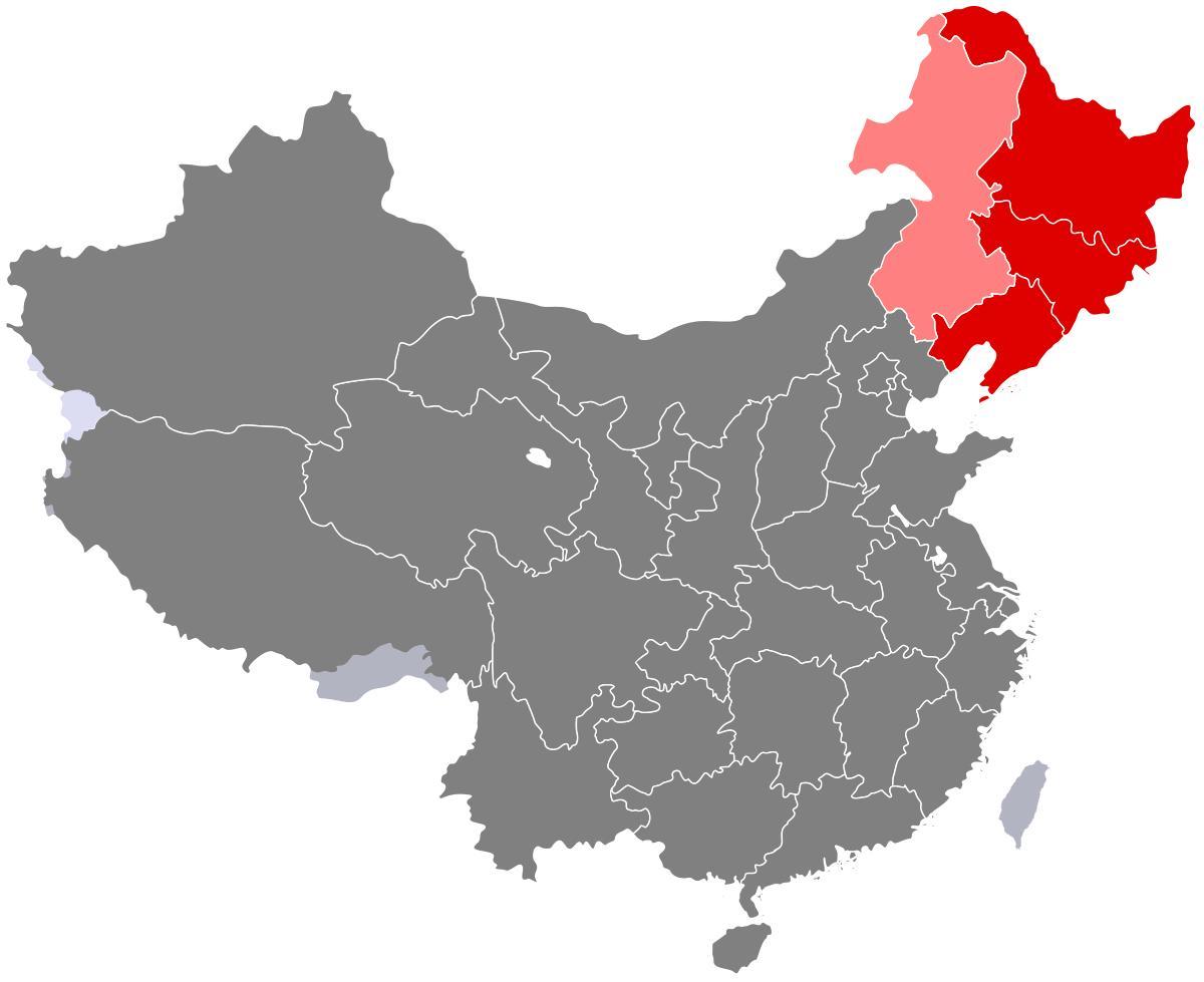 het noordoosten van China kaart bekijken