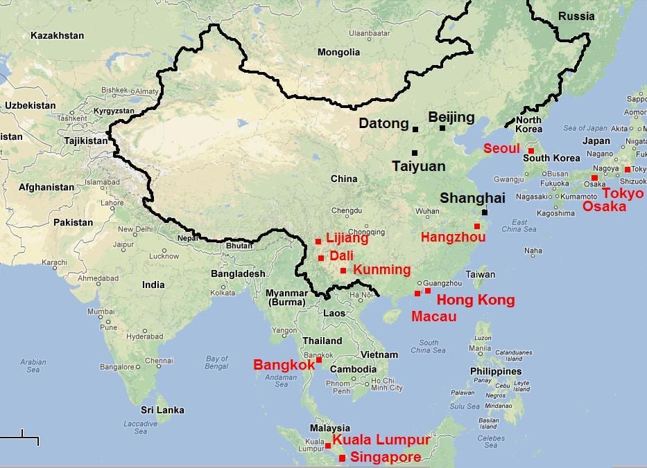 het zuiden van China kaart bekijken