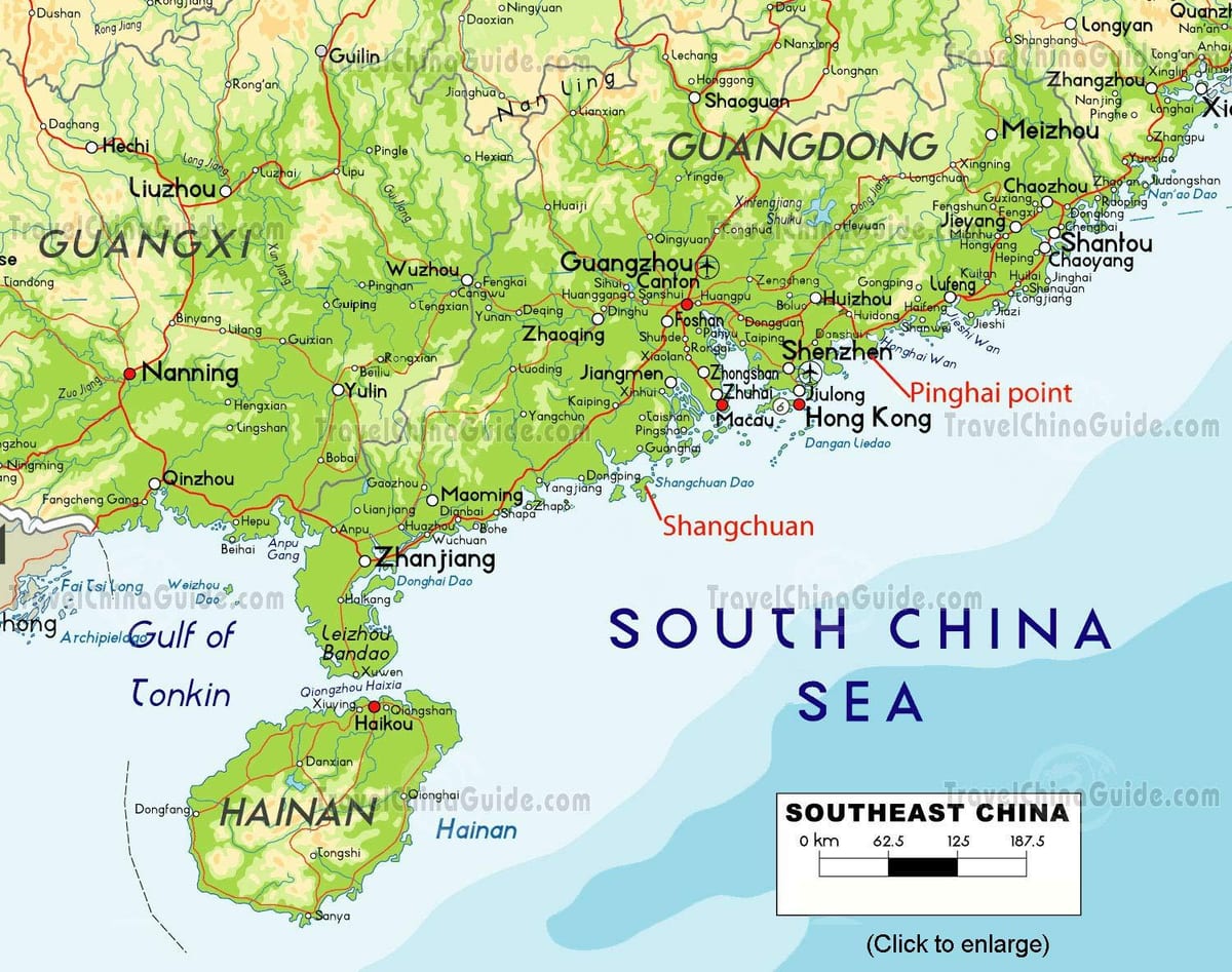 China zuid kaart