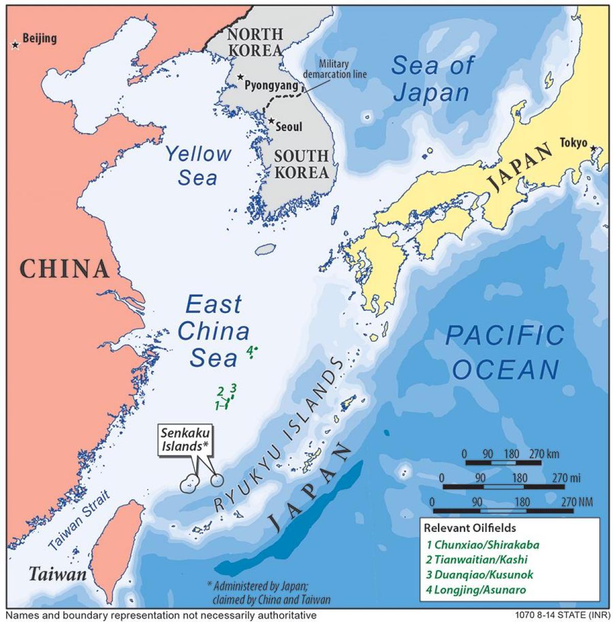 kaart van oost-chinese zee