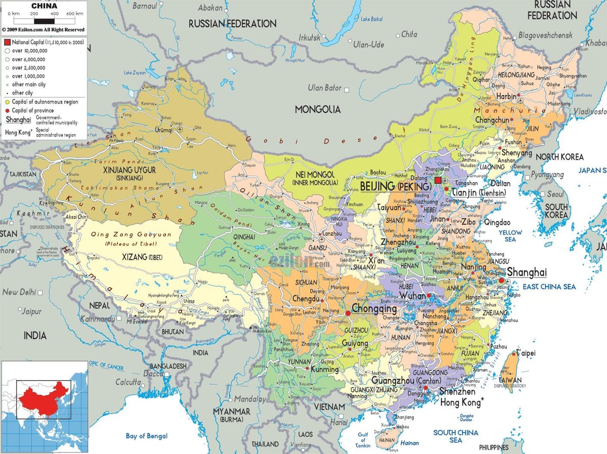 politieke kaart van China