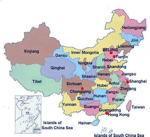 provinciale kaart van China
