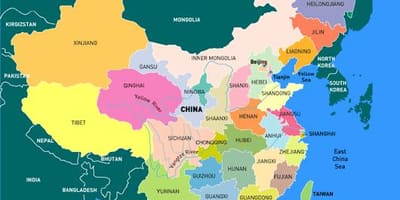 China kaart regio ' s