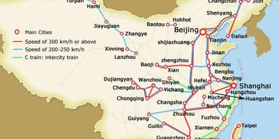 Bullet train China kaart