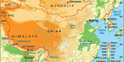China hoogtekaart