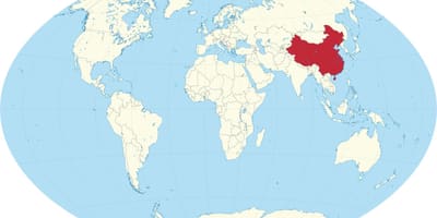 China in kaart van de wereld
