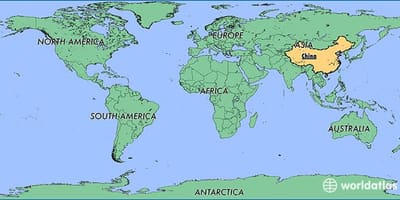 China kaart in de wereld