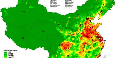 Populatieverdeling kaart van China