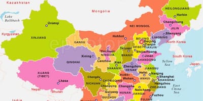China kaart met staten