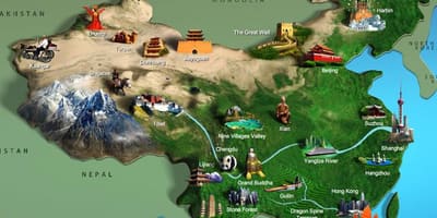 Kaart van China toeristische attracties