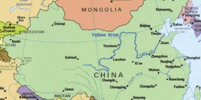 De gele rivier in China kaart