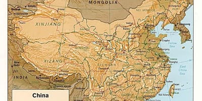 Geografische kaart van China