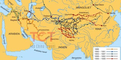 Kaart van de zijderoute in het oude China