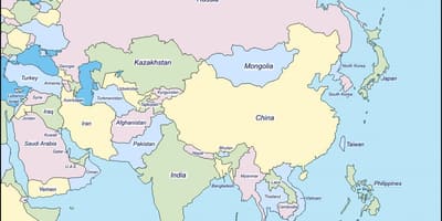 Kaart van China en aangrenzende landen
