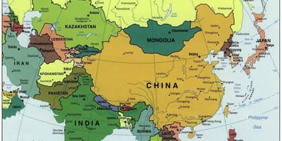 China en omringende landen in kaart