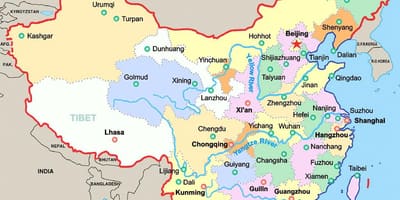 China grote steden kaart