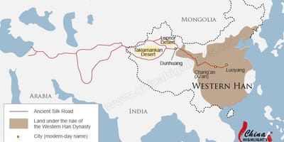 China kaart zijderoute